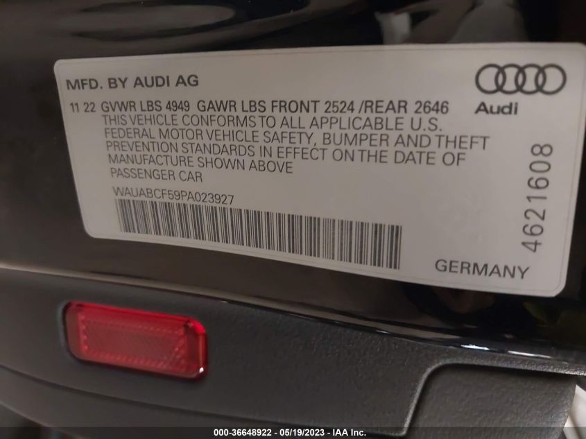 WAUABCF59PA023927 Audi A5 Sportback PREMIUM 9