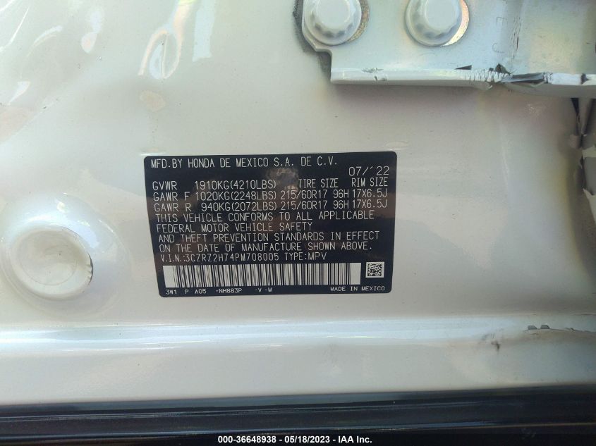 2023 HONDA HR-V EX-L - 3CZRZ2H74PM708005