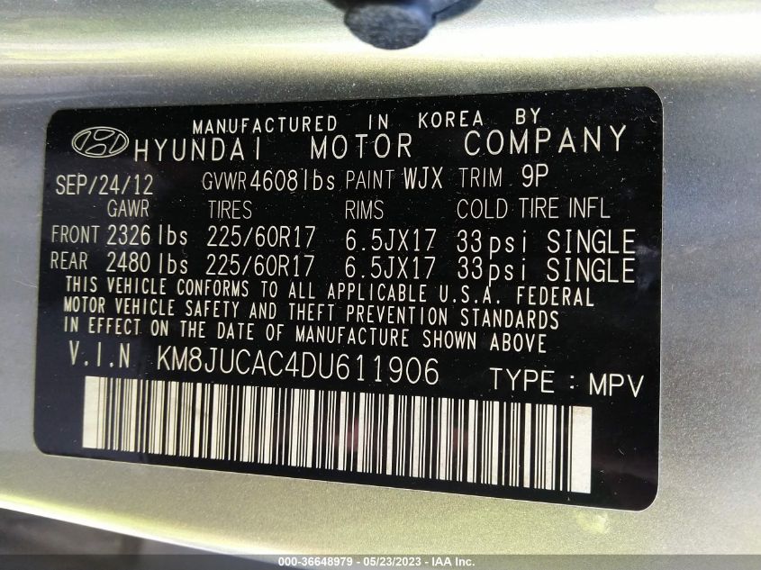 2013 HYUNDAI TUCSON GLS - KM8JUCAC4DU611906