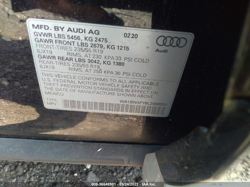 WA1BNAFY6L2069551 2020 AUDI Q5, photo no. 9