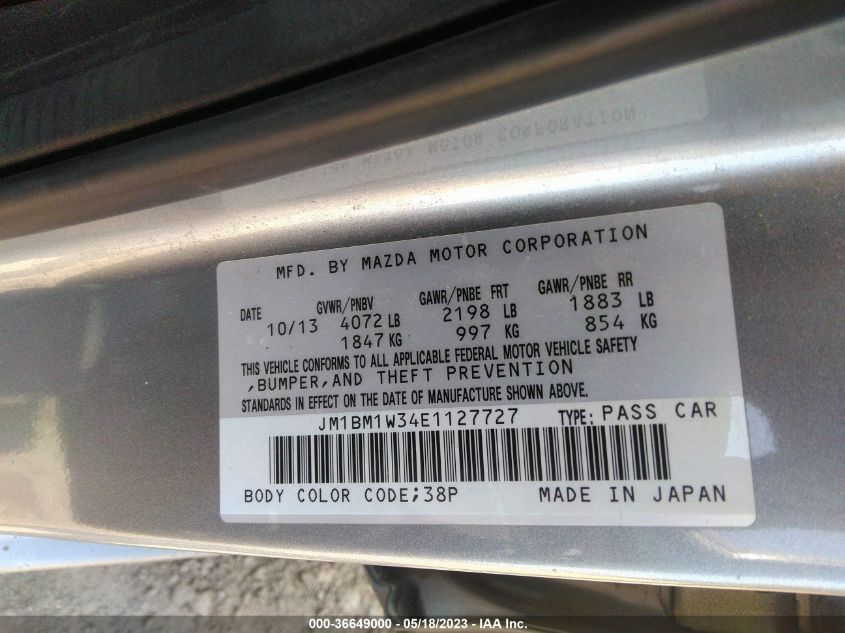 2014 MAZDA MAZDA3 S GRAND TOURING - JM1BM1W34E1127727