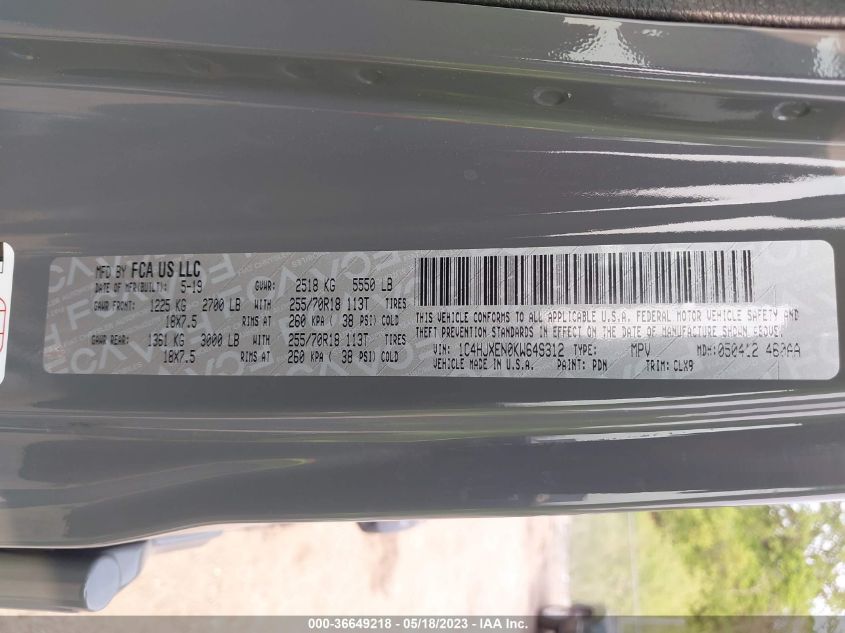 2019 JEEP WRANGLER UNLIMITED SAHARA - 1C4HJXEN0KW649312