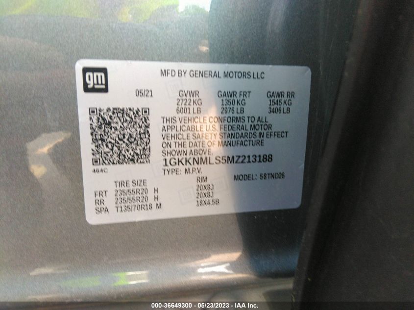 2021 GMC ACADIA SLT - 1GKKNMLS5MZ213188