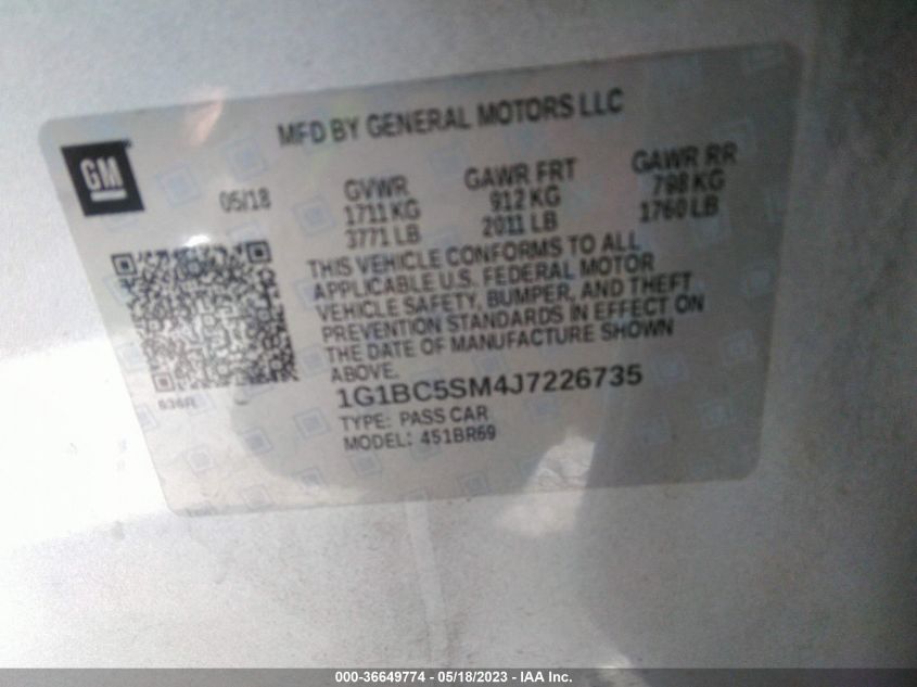 2018 CHEVROLET CRUZE LS - 1G1BC5SM4J7226735