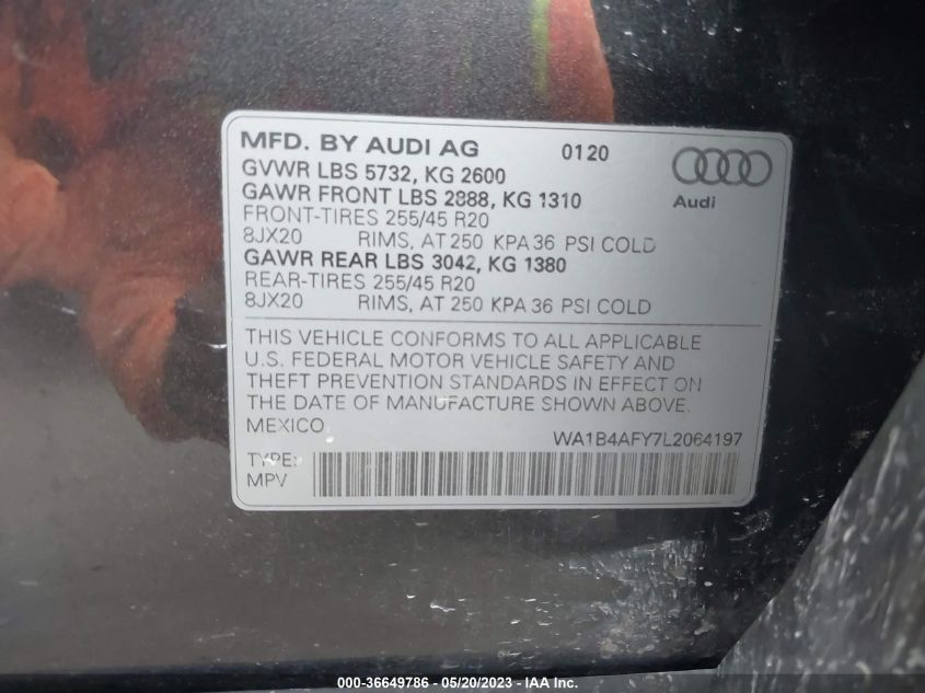 WA1B4AFY7L2064197 2020 AUDI SQ5, photo no. 9