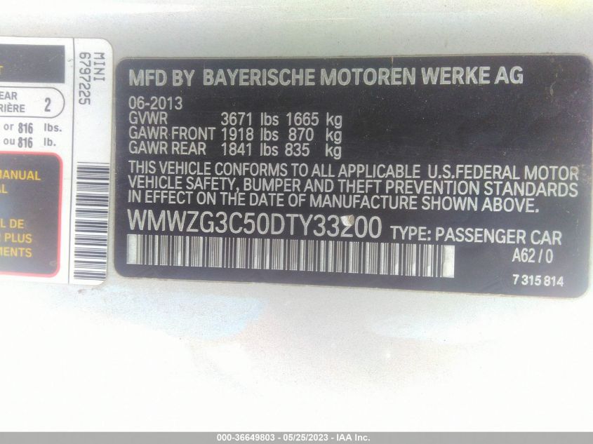 2013 MINI COOPER CLUBMAN S - WMWZG3C50DTY33200