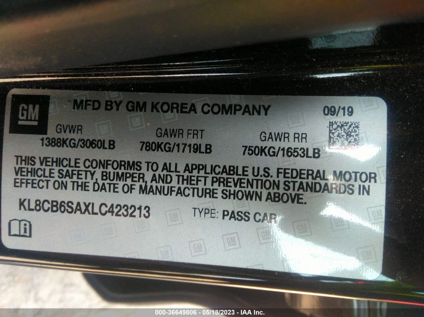 2020 CHEVROLET SPARK LS - KL8CB6SAXLC423213