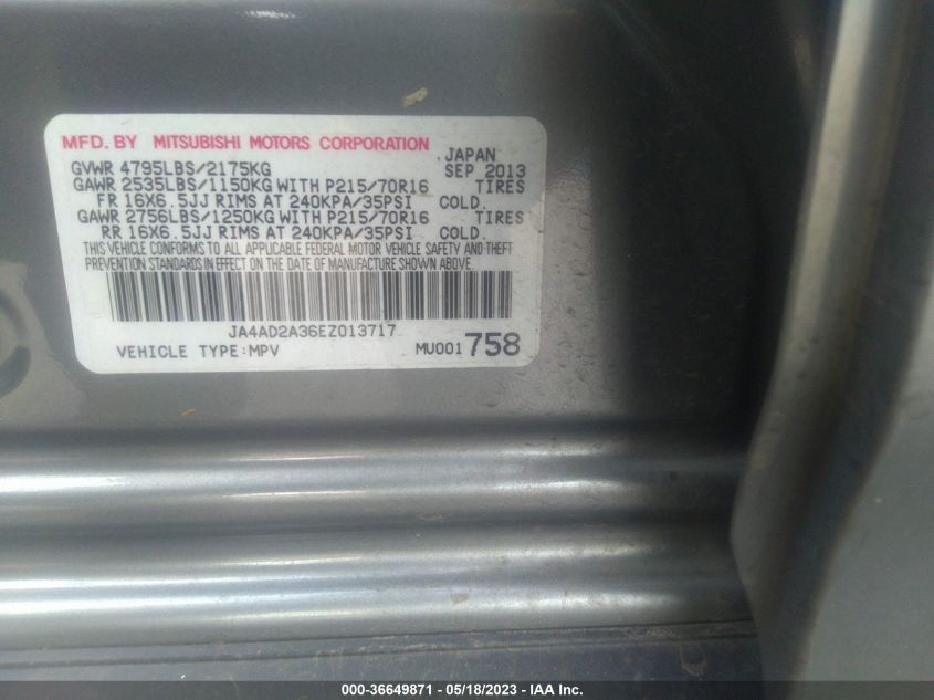 2014 MITSUBISHI OUTLANDER ES - JA4AD2A36EZ013717