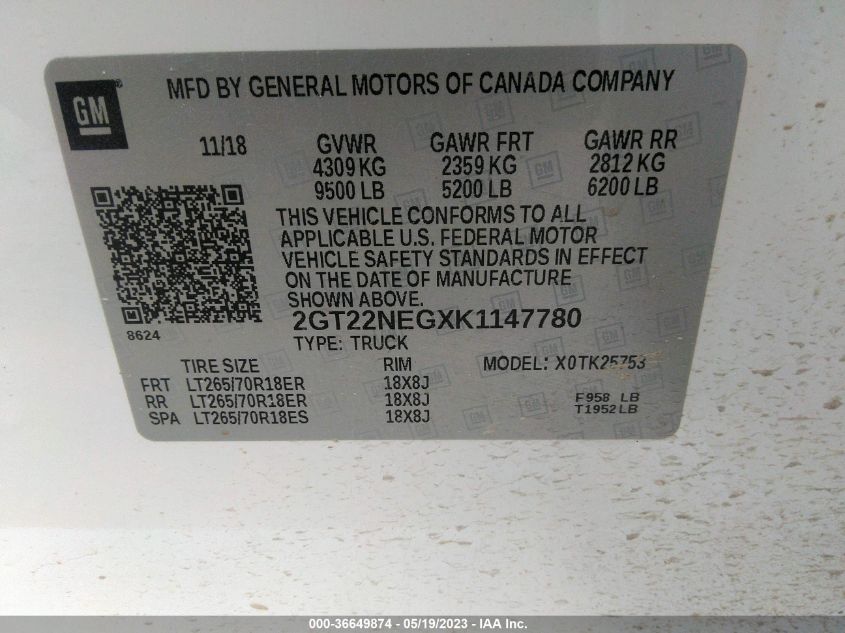 2019 GMC SIERRA 2500HD - 2GT22NEGXK1147780