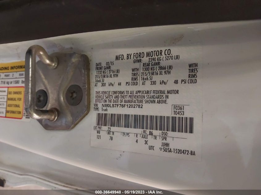 2015 FORD TRANSIT CONNECT XLT - NM0LS7F76F1202782