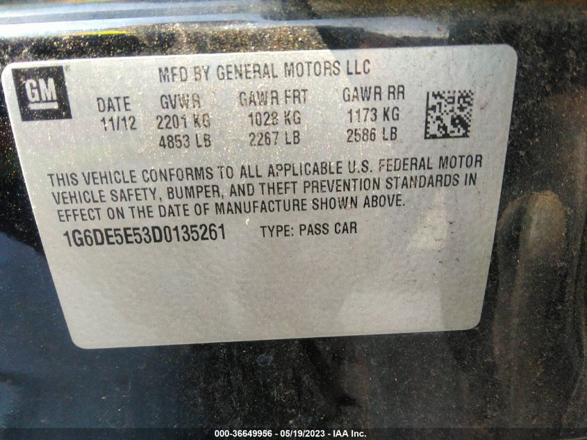 2013 CADILLAC CTS SEDAN LUXURY - 1G6DE5E53D0135261