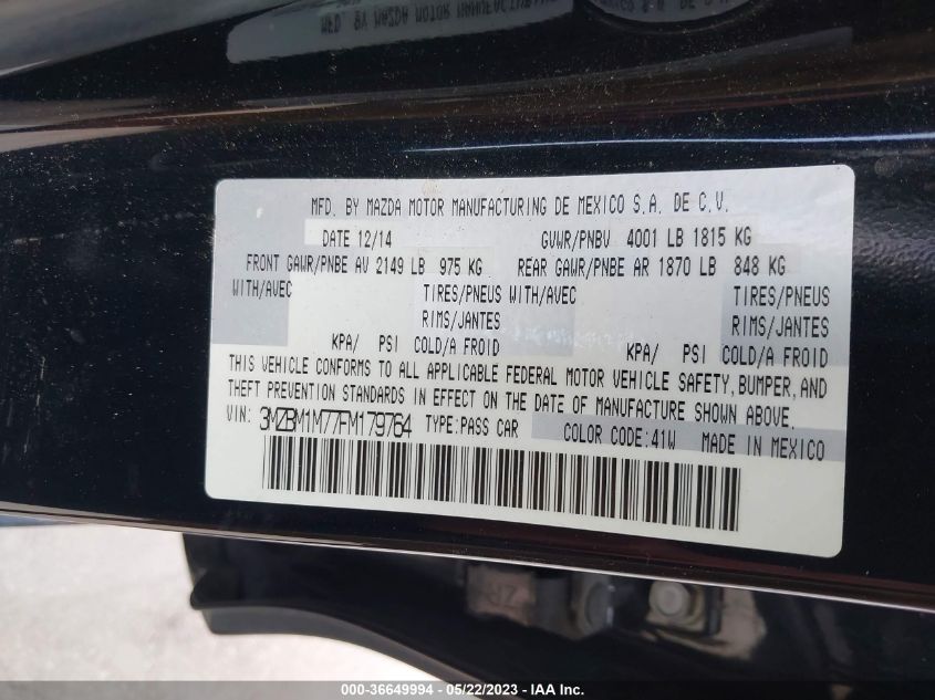 2015 MAZDA MAZDA3 I GRAND TOURING - 3MZBM1M77FM179764