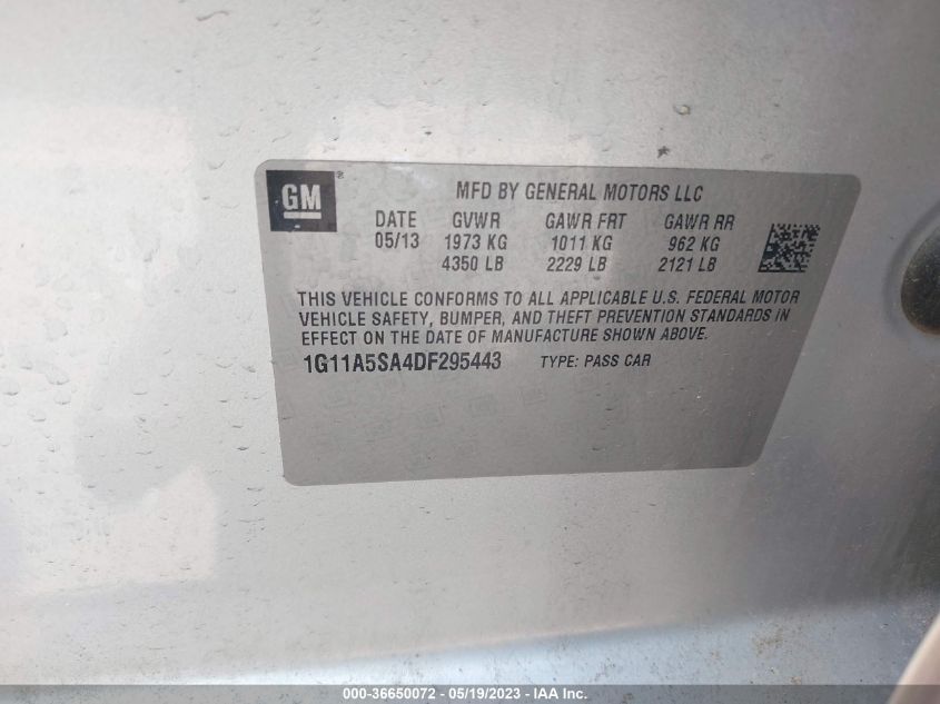 2013 CHEVROLET MALIBU LS - 1G11A5SA4DF295443