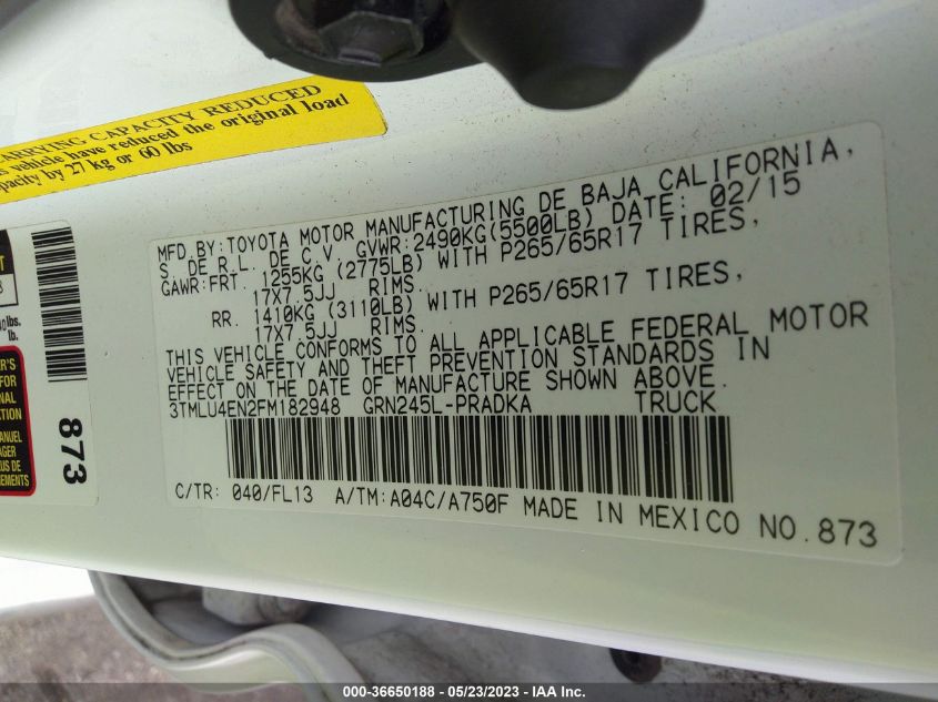 2015 TOYOTA TACOMA - 3TMLU4EN2FM182948