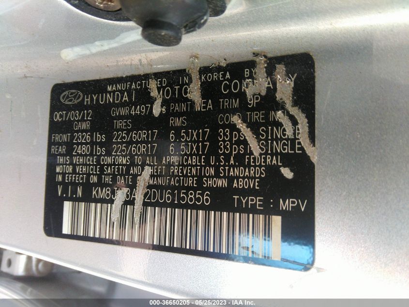 2013 HYUNDAI TUCSON GLS - KM8JU3AC2DU615856
