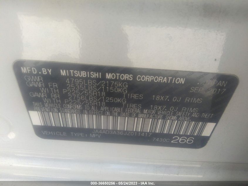 2018 MITSUBISHI OUTLANDER SE/SEL/LE - JA4AD3A36JZ011417