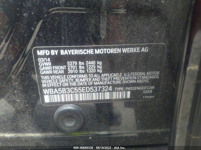 2014 BMW 535I XDRIVE WBA5B3C55ED537324