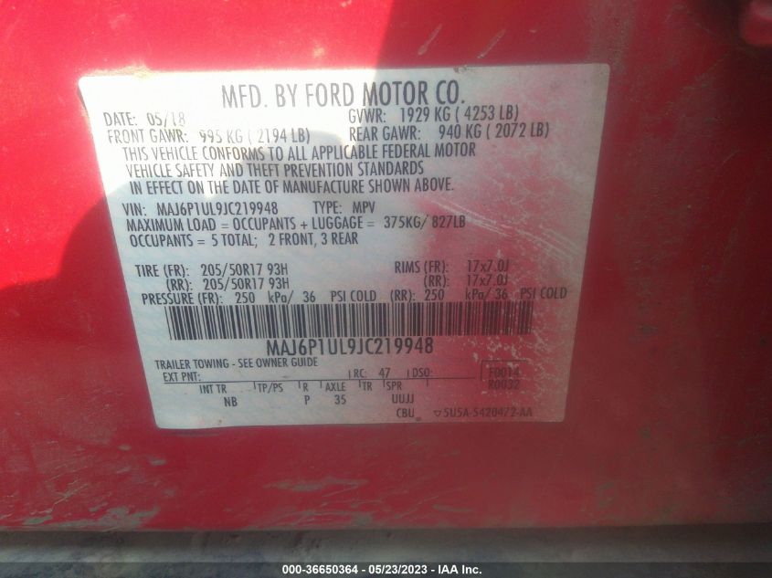2018 FORD ECOSPORT SE - MAJ6P1UL9JC219948