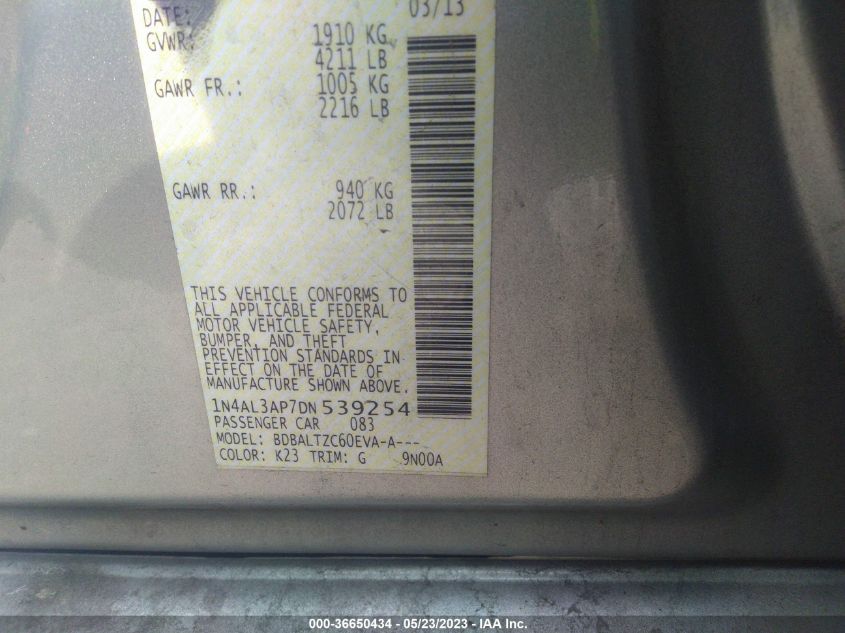 2013 NISSAN ALTIMA 2.5 SV - 1N4AL3AP7DN539254