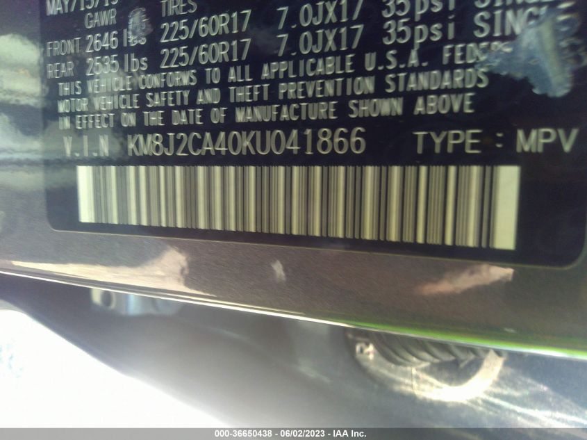 2019 HYUNDAI TUCSON SE - KM8J2CA40KU041866