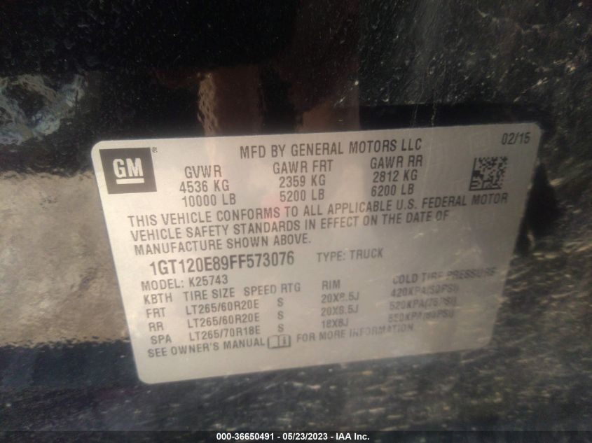 2015 GMC SIERRA 2500HD DENALI - 1GT120E89FF573076