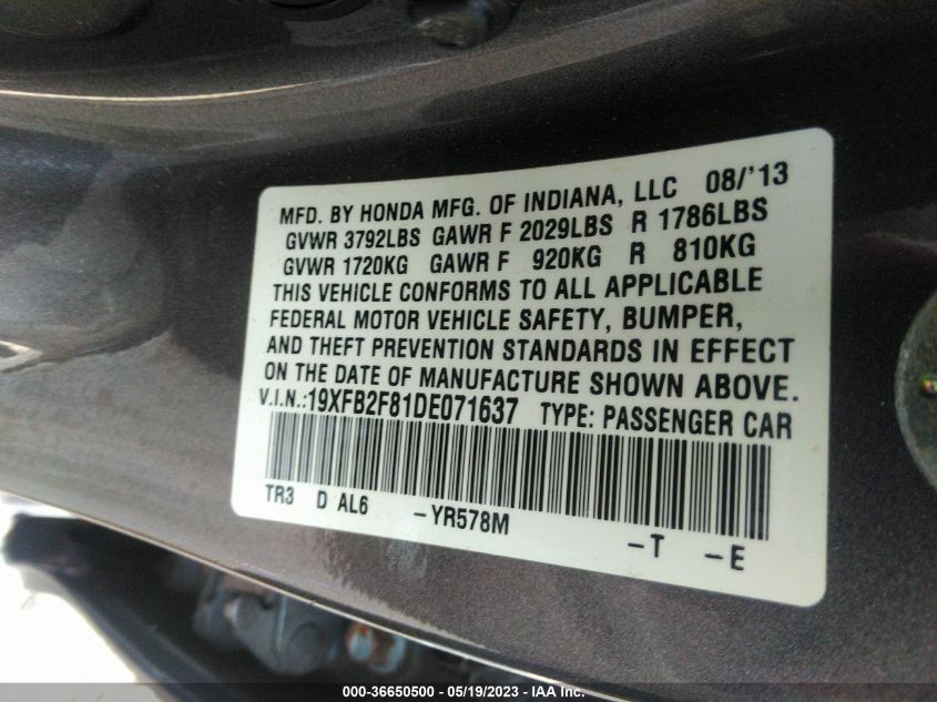 2013 HONDA CIVIC SDN EX - 19XFB2F81DE071637