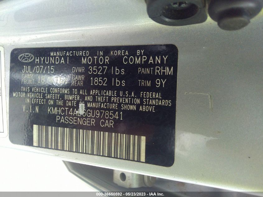 2016 HYUNDAI ACCENT SE - KMHCT4AE6GU978541