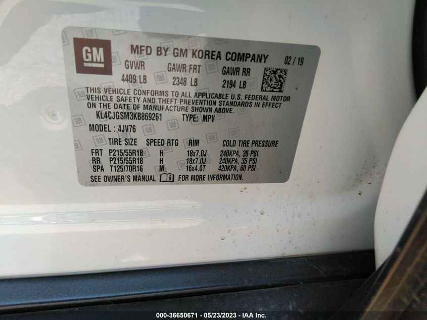 2019 BUICK ENCORE ESSENCE - KL4CJGSM3KB869261