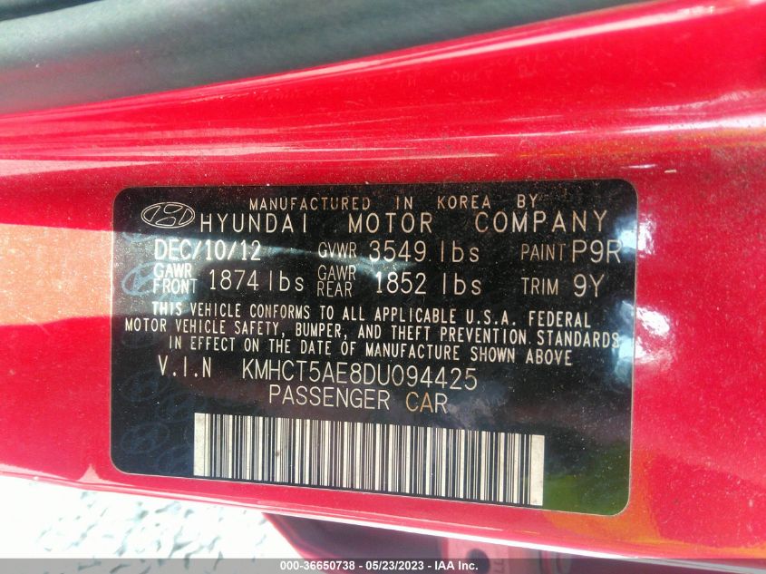 2013 HYUNDAI ACCENT GS - KMHCT5AE8DU094425