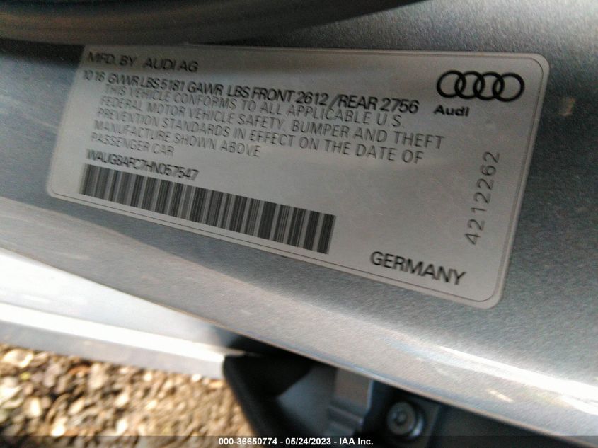 2017 AUDI A6 PREMIUM PLUS - WAUG8AFC7HN057547