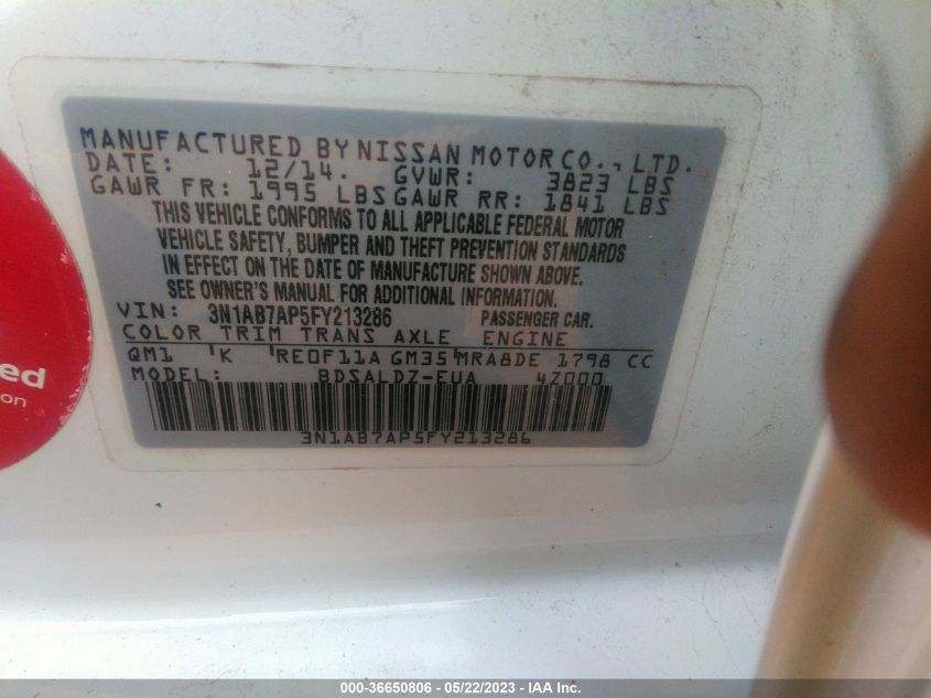 2015 NISSAN SENTRA SV - 3N1AB7AP5FY213286