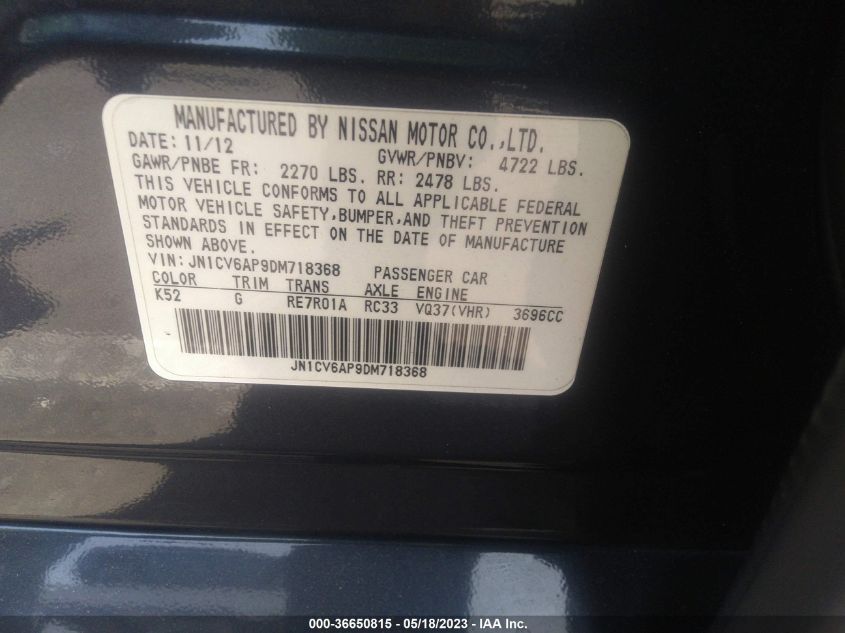 2013 INFINITI G37 SEDAN JOURNEY - JN1CV6AP9DM718368