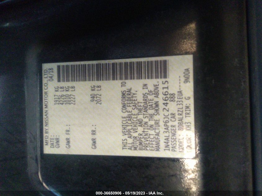 2018 NISSAN ALTIMA 2.5 SL - 1N4AL3AP6JC246615