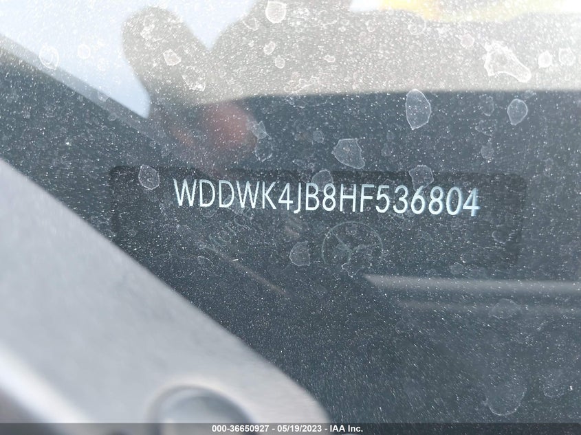 VIN WDDWK4JB8HF536804 2017 MERCEDES-BENZ C-CLASS C 300
