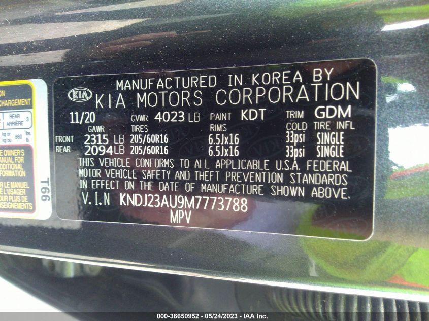 2021 KIA SOUL S - KNDJ23AU9M7773788