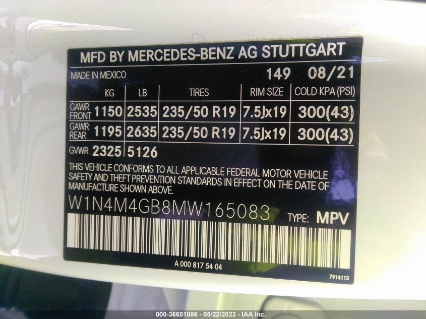 2021 MERCEDES-BENZ GLB GLB 250 - W1N4M4GB8MW165083
