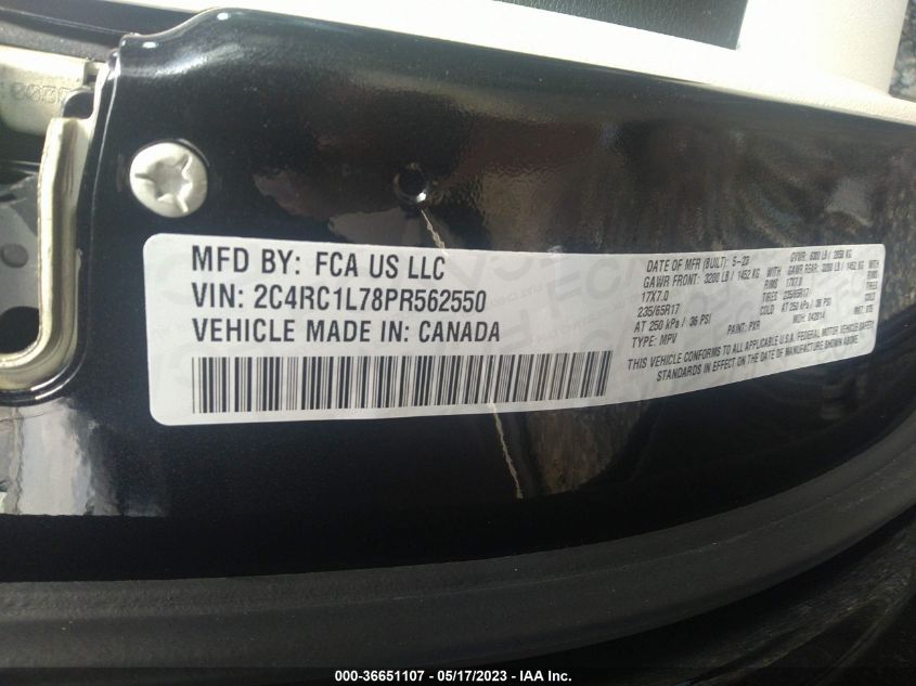 2023 CHRYSLER PACIFICA HYBRID TOURING L - 2C4RC1L78PR562550