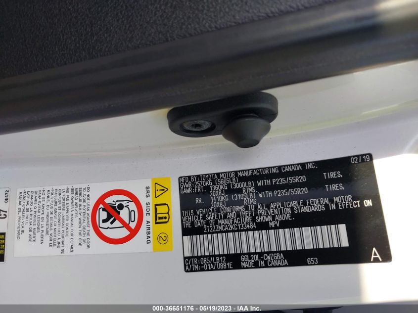 2019 LEXUS RX RX 350 - 2T2ZZMCA2KC133484
