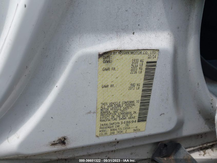2015 NISSAN ALTIMA 2.5 SL - 1N4AL3AP1FN349694