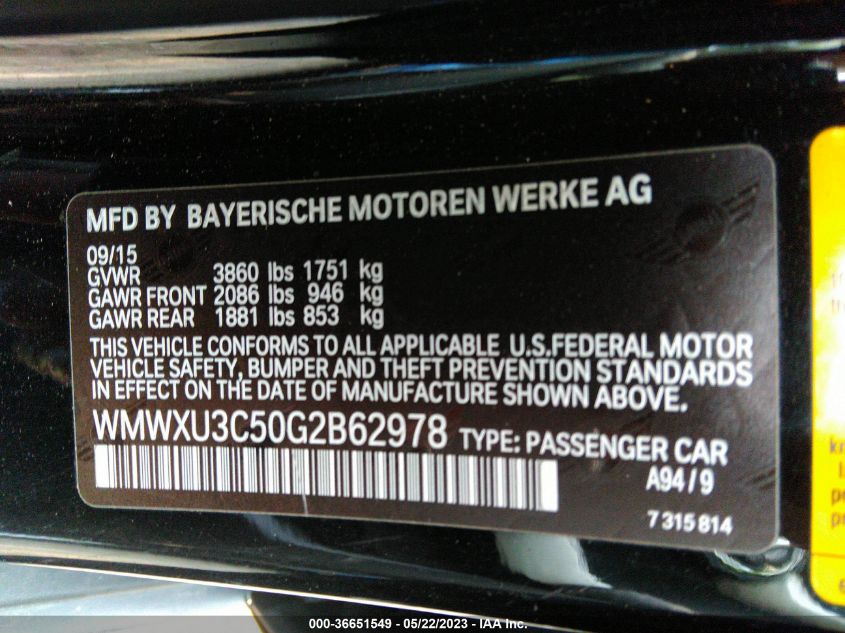 2016 MINI COOPER HARDTOP 4 DOOR S - WMWXU3C50G2B62978