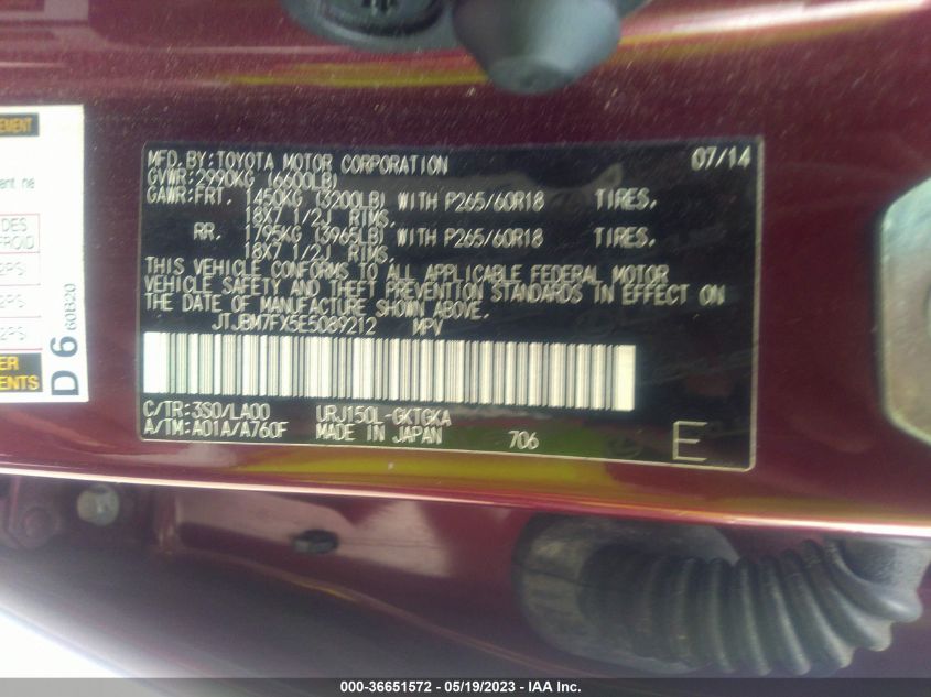 2014 LEXUS GX 460 JTJBM7FX5E5089212
