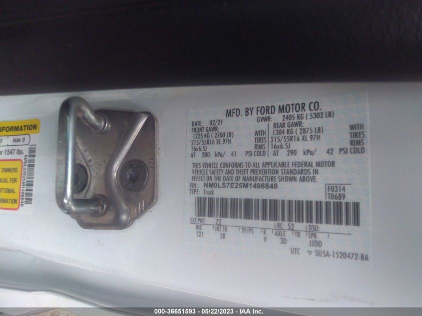 2021 FORD TRANSIT CONNECT VAN XL - NM0LS7E25M1498848
