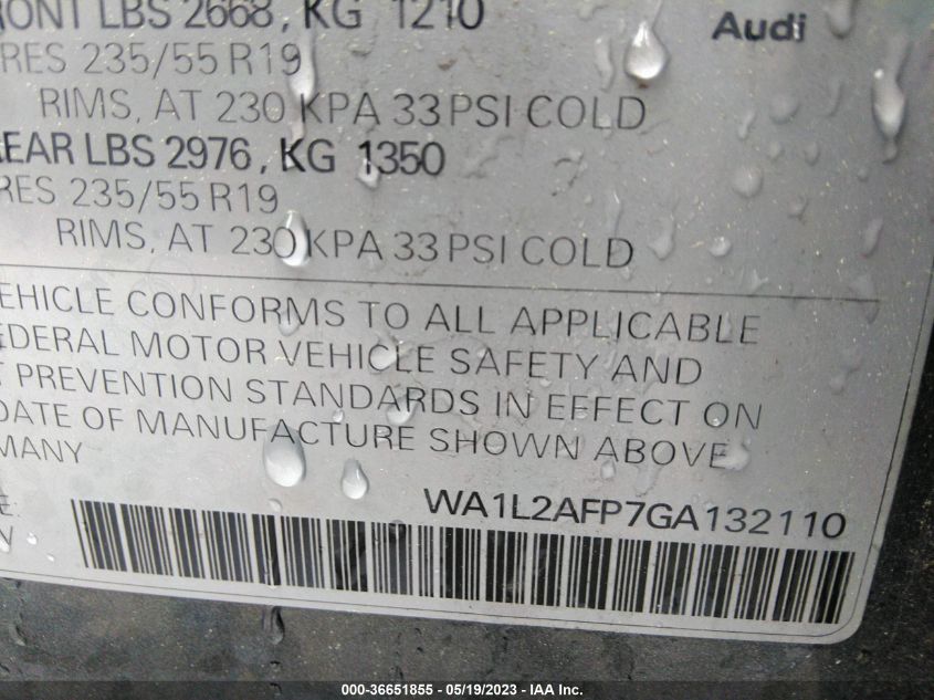 2016 AUDI Q5 PREMIUM PLUS - WA1L2AFP7GA132110