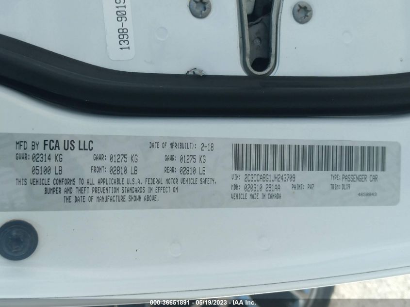 2018 CHRYSLER 300 300S - 2C3CCABG1JH243709