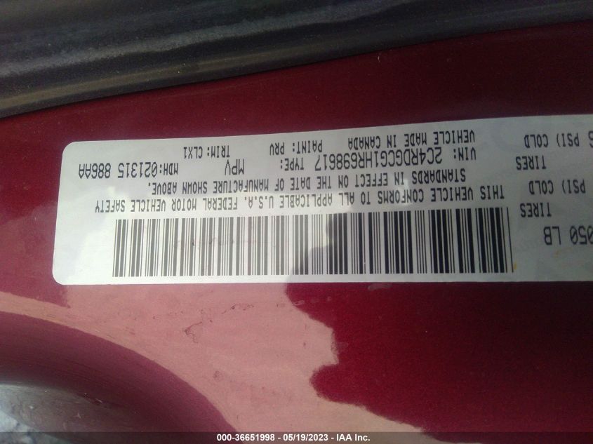 2017 DODGE GRAND CARAVAN SXT - 2C4RDGCG1HR698617
