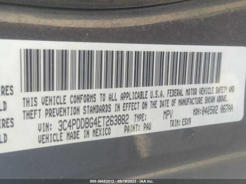 2014 DODGE JOURNEY SXT - 3C4PDDBG4ET263882