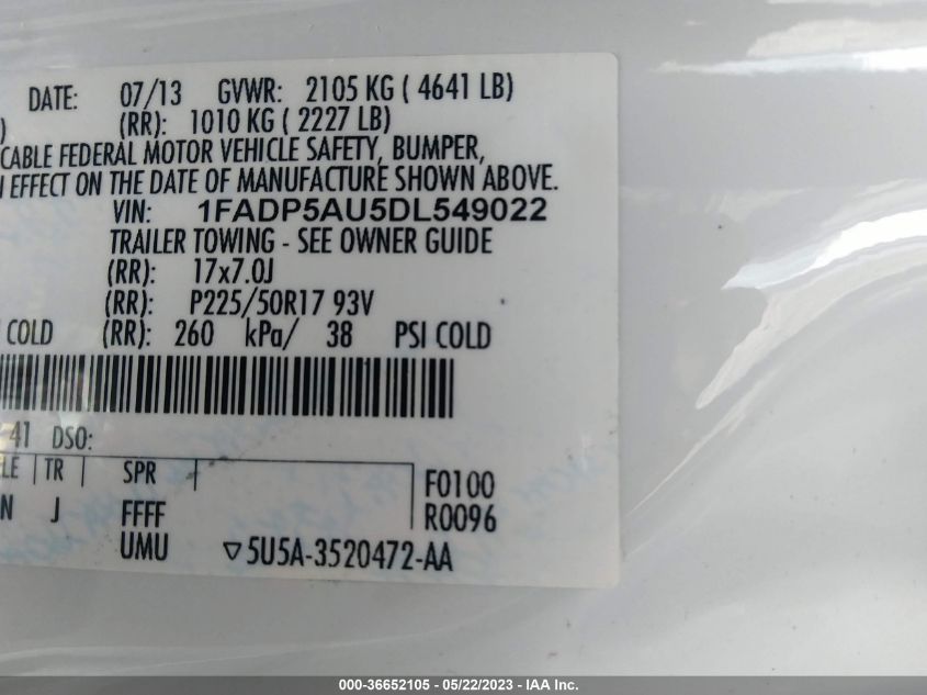 2013 FORD C-MAX HYBRID SE - 1FADP5AU5DL549022