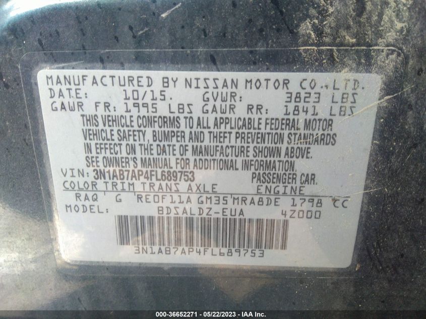 2015 NISSAN SENTRA SV - 3N1AB7AP4FL689753