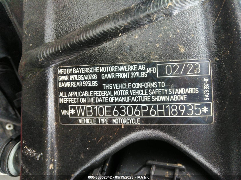 VIN WB10E6306P6H18935 2023 BMW S 1000 RR