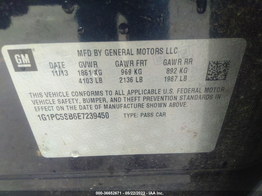 2014 CHEVROLET CRUZE 1LT - 1G1PC5SB6E7239450